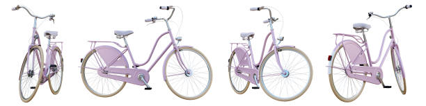 istock Dutch pink bicycle from different views isolated on white background. 3D render. 1472088942