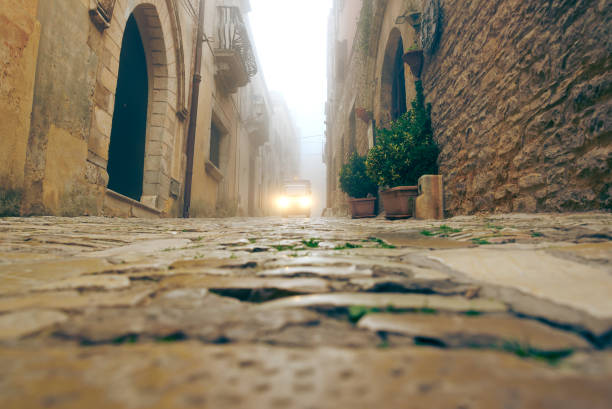 A traditional narrow stone lane in Erice.