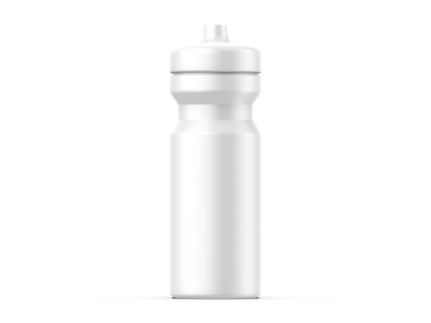 Plastic sport sipper bottles for water isolated mock up and template design. 3d render illustration.