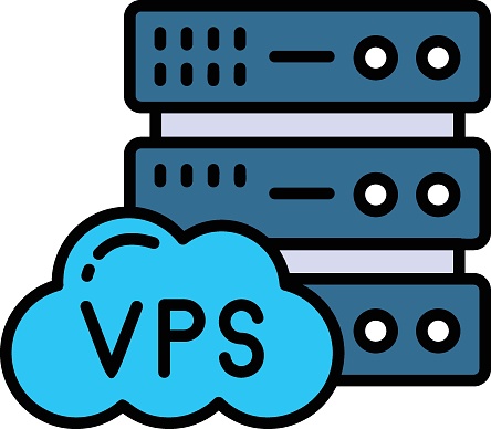 Cloud Virtual Private Server or VPS Concept, virtualized resources as a service Vector Icon Design, Cloud computing and Web hosting services Symbol, Data Center Sign, Data Storage Stock illustration
