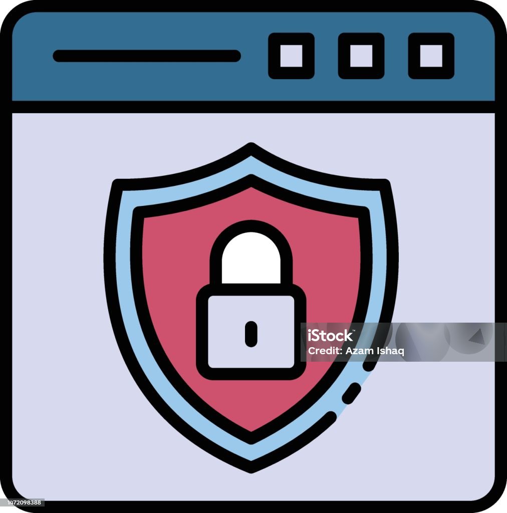 Secure Website Padlock Protected Web Page With Padlock And Shield Stock Illustration Transport ...