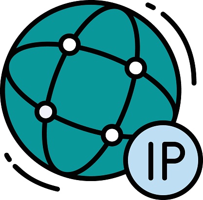 IPv4 and IPv6 stock illustration, IPSec TLS Sign, Internet Protocol address Concept, Sticky dynamic IP color Vector Icon Design, Cloud computing and Web hosting services Symbol,