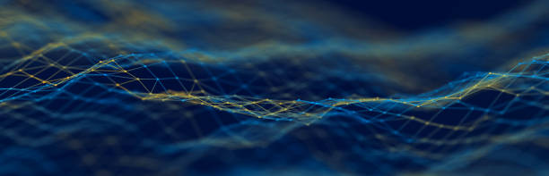 연결된 점과 선이 있는 추상적 그림입니다. 디지털 네트워크 배경. 과학, 기술의 개념. 3d - fractal atom science abstract 뉴스 사진 이미지