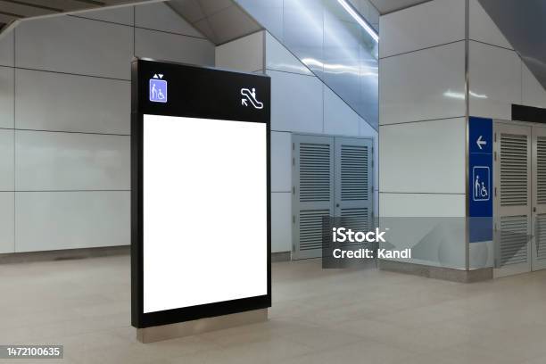 Blank Mock Up For Vertical Poster Advertising 6 Sheet Digital Display In Mrt Station Ooh Out Of Home Template Stock Photo - Download Image Now