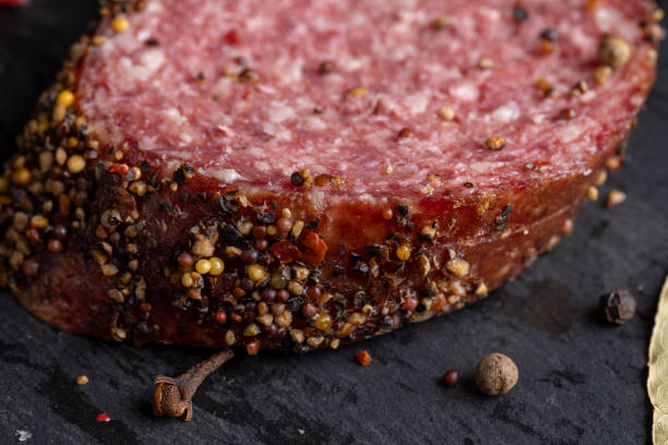 istock Sliced salami using pork meat with spices 1472100666