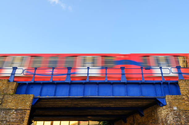 istock Moving train in Limehouse, London, UK 1472101413