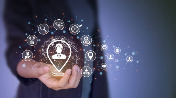 istock Businessman hold circle of network structure HR - Human resource 1472106279