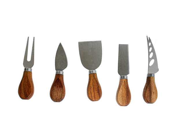 istock Set of Cheese knifes isolated on white background, Closeup 1472109049
