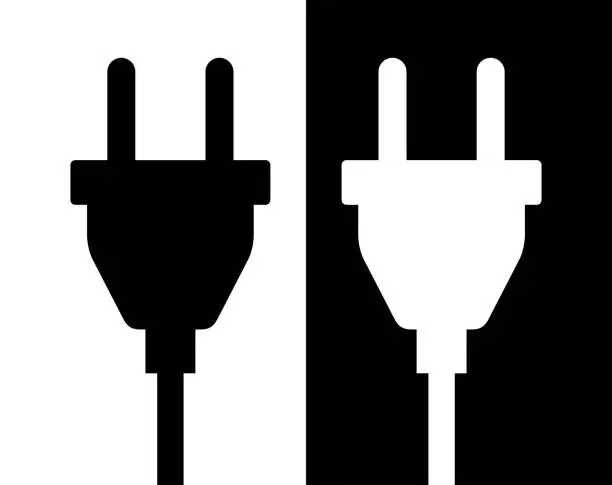 Vector illustration of Plug icon, with electric cord.