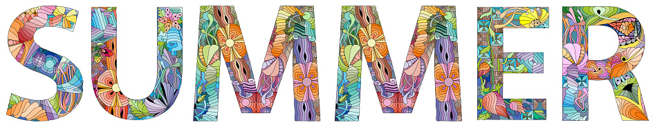 Hand-painted art design. Hand drawn illustration word SUMMER for t-shirt and other decoration