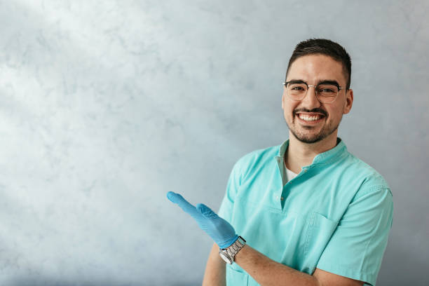Portrait of a smiling dentist stock photo