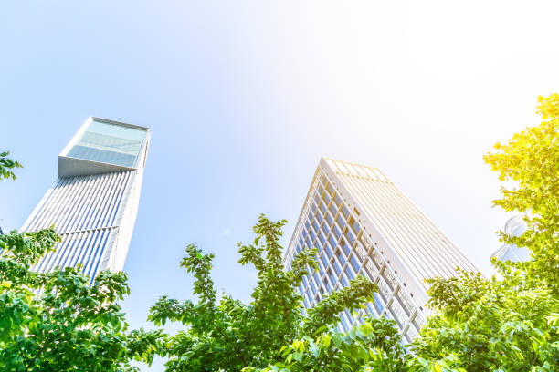 istock bottom view of modern green city 1472112071