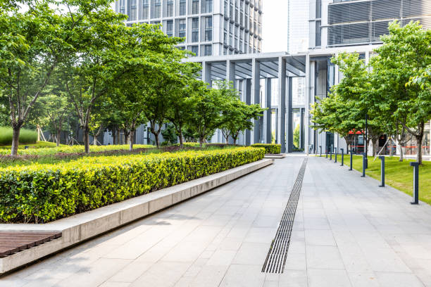 istock bottom view of modern green city 1472112194