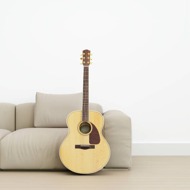 istock 3D Rendering Classic Guitar in Living Room, Classic Guitar Leani 1472112575