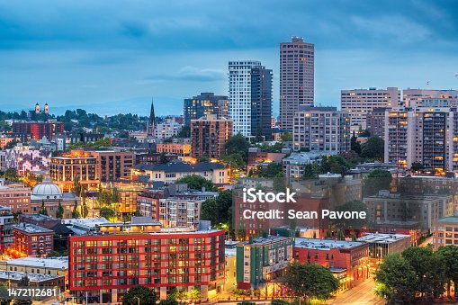 istock Roads and Buildings in Downtown Seattle, Washington 1472112681