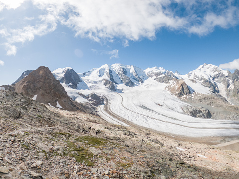 Long Glacier du Tacul in french Alps