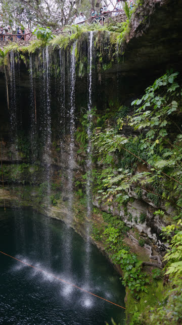 Scenic view of  waterfall in Cenote in Yucatan, Mexico