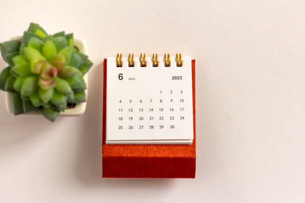 istock Desktop calendar for June 2023 on a light background. 1472115472