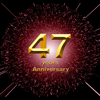3d illustration, 47 anniversary. golden numbers on a festive background. poster or card for anniversary celebration, party