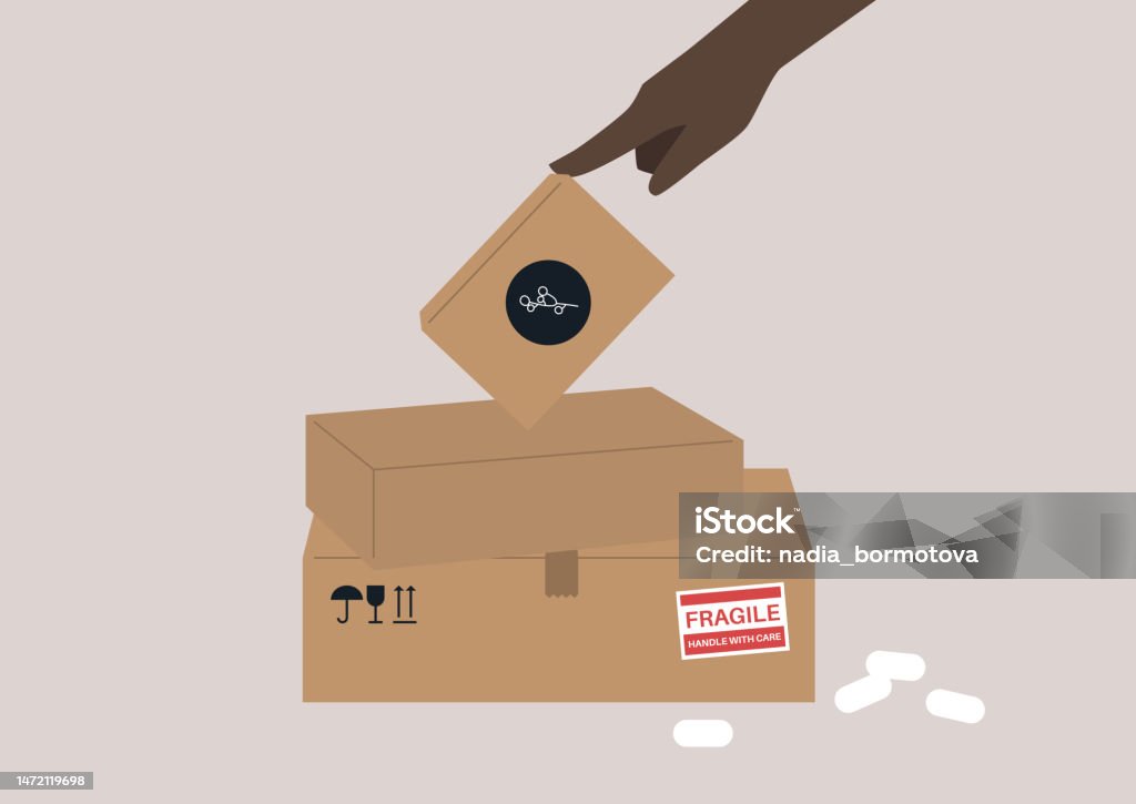 Vector Service Box Delivery Service A Stack Of Boxes With Stickers Stock Illustration ...
