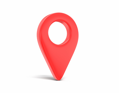 3d Render Red Map Pointer icon, Map, Location, GPS Concepts, Object + Shadow Clipping Path