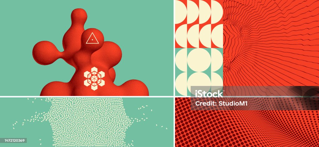 Random Composition Cover Design Template Art Composition Matrix Of Random Particles ...