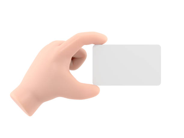 istock Cartoon Gesture Icon Mockup.3d icon brown skinned hand holding card gesture. Realistic illustration for social media, 3D rendering on white background. 1472120474
