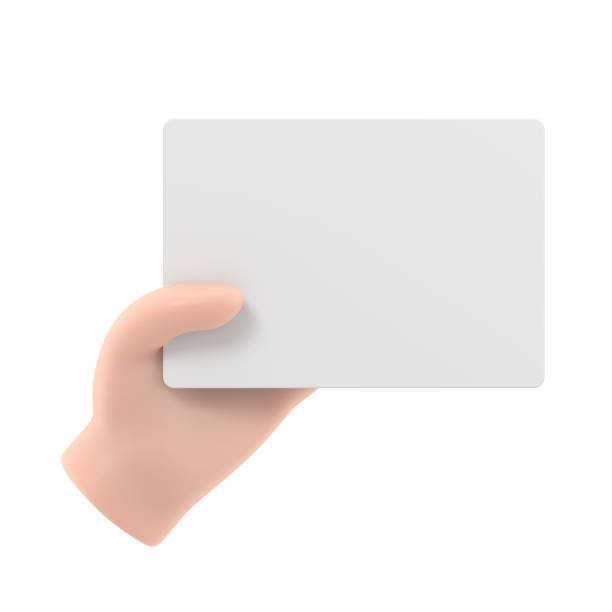 istock Cartoon Gesture Icon Mockup.3d icon hand holding card or tablet gesture, 3D rendering on white background. 1472120475