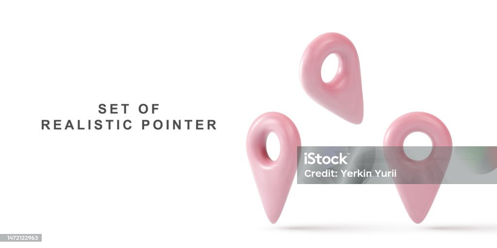 Set Pointer 3d Realistic Set Pointer Isolated On White Background Vector ...