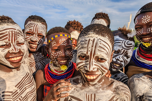 Group of happy African children - Southern Ethiopia, East Africa