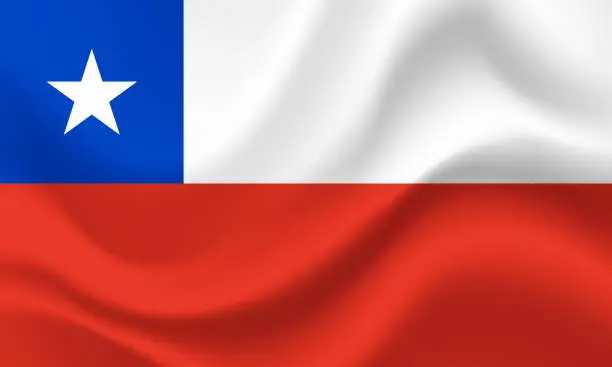 Vector illustration of Flag of Chile. Chile flag. Vector Chile illustration. Official colors and proportion.