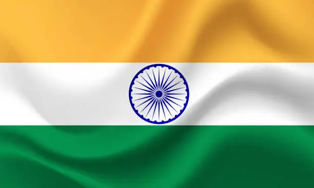 Vector illustration of Indian flag. Flag of India. Vector flag illustration. Official colors and proportion correctly.