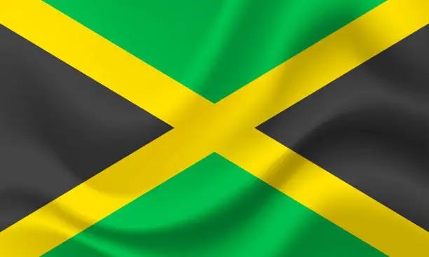 Vector illustration of Jamaica flag. Symbol of Jamaica flag. Vector flag illustration.