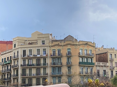 Spain - Barcelona - Buildings in front of Sagrada Familia