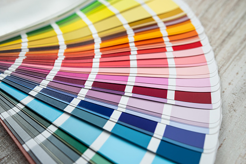 bright various color as palette closeup. Color palette guide, collection