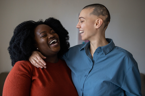 Lesbian couple posing together showing love and affection