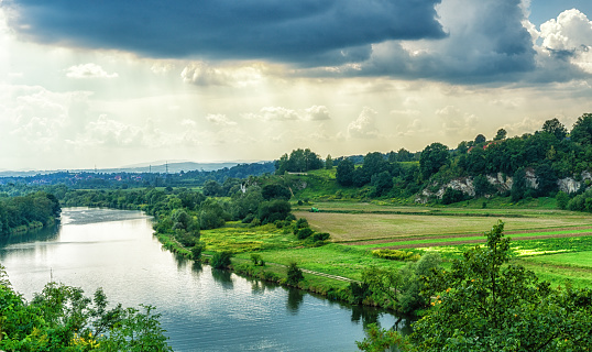 Vistula river in Poland. View from the hills in Tyniec on the longest river in Poland.