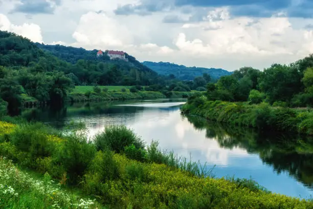 Vistula river in Poland. View from the hills in Tyniec on the longest river in Poland.