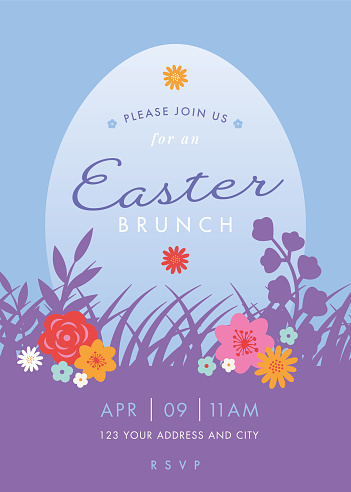istock Easter Brunch invitation template with eggs. 1472132727