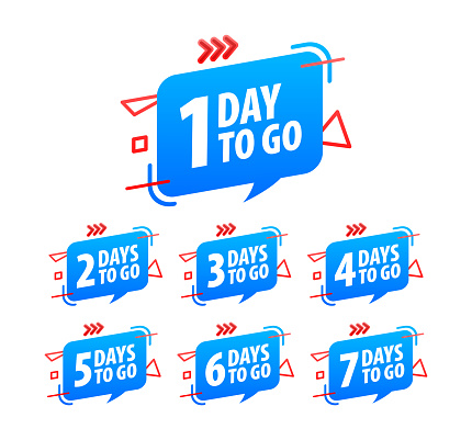 Set Days To Go Badges. Countdown badges. Product limited promo. Day only stock. Vector illustration
