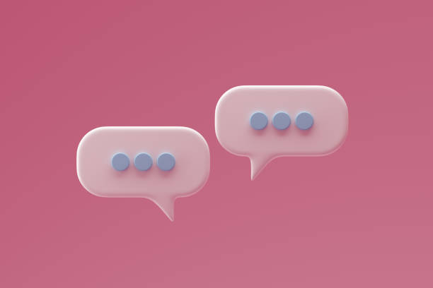 istock Social media notification icons, white speech bubbles on pink background. 1472146541