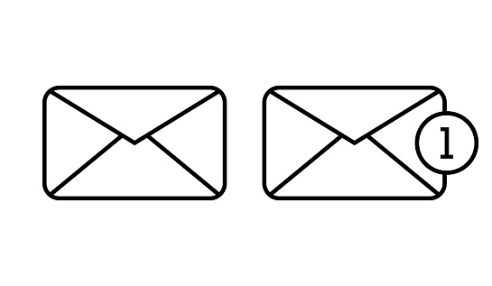 Mail envelope vector icon. The e-mail concept. The busyness letter. The post. Unread messages. A new message