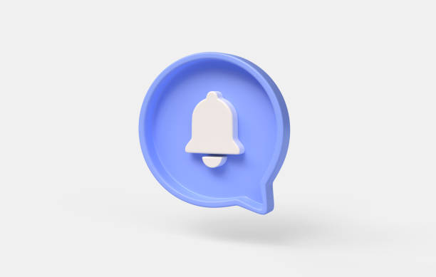 istock 3d bell icon on blue speech bubble.notifications or receiving sms attention sign by email. illustration isolated on white background. 3d rendering 1472154861