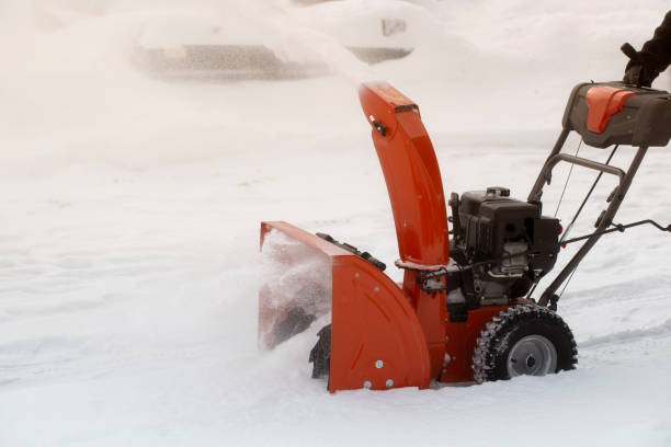 istock A portable snow blower powered by gasoline. 1472156240