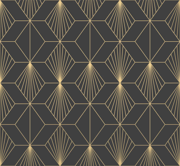 ilustrações, clipart, desenhos animados e ícones de padrão geométrico abstrato com linhas, losangos. um fundo vetorial sem costura em ouro. textura bonita do feriado - 3879