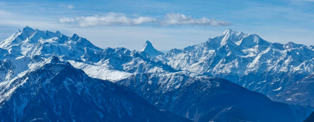 This photo shows part of the Swiss Alps with the Matterhorn in the background.