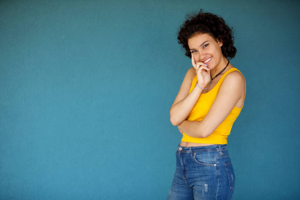 istock Girl on a blue background 1472171659