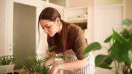 istock A woman prepares flowers for planting, she is in her apartment and enjoys planting flowers 1472172664