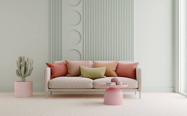 istock Modern living room with pastel colours.3d rendering 1472175642