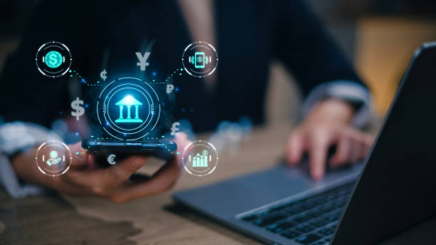 istock Fintech financial technology on smartphone concept. Hand with smartphone and text fintech and financial icons on the futuristic virtual interface screen. 1472176033